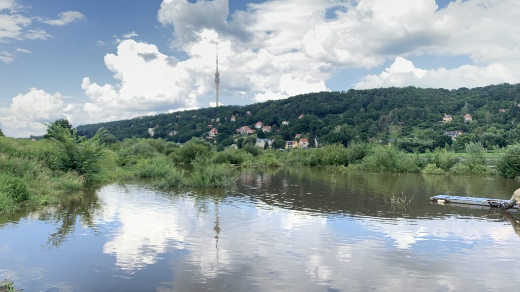 Gut-Knut - Mein Start 5 Blick zum Fernsehturm vom Laubegaster Ufer - Gut-Knut