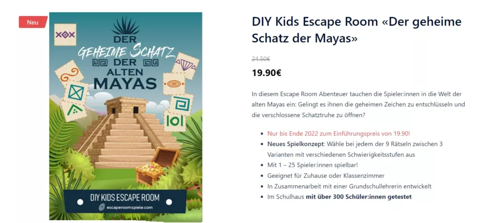 DIY Kids Escape Room «Der geheime Schatz der Mayas»