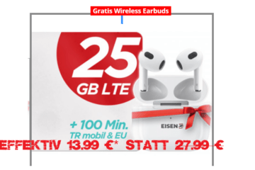 25 GB + Earbuds Smarttarif24 Gutscheine mit Gratis Wireless Earbuds
