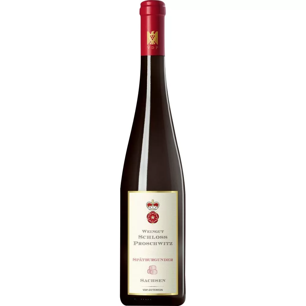 2019 Spätburgunder - Barrique trocken - Weingut Schloss Proschwitz - Dieser edle Tropfen ist Ziegelrot mit einem dezent rubinroten Schimmer. Klare Aromen roter Früchte gepaart mit zarten Röstaromen bringen einen super Genuss.